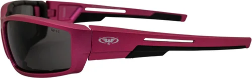 Vista 3 de Global Vision Sly - Gafas de sol acolchadas para motocicleta para mujer, cuatrimoto, 2 pares con lentes ahumadas y marcos metálicos rosa y azul