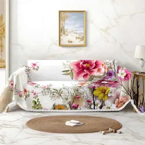 Vista 17 de Funda de sofá con estampado de flores y mariposas, fundas para sofá, fundas para sillón, funda resistente a las manchas, protector universal
