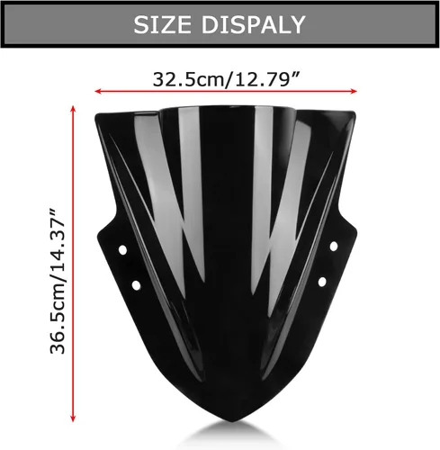 Vista 3 de Parabrisas doble burbuja deflector de viento pantalla para Ninja 300 EX300R EX300 2013-2017 2013 2014 2015 2016 2017 negro