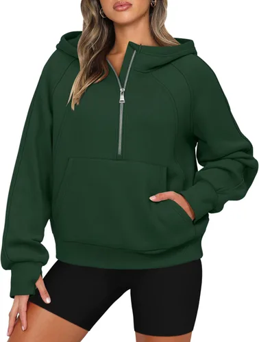 Vista 3 de BETTE BOUTIK Sudaderas con capucha atléticas con media cremallera para mujer, con forro polar, ropa de invierno 2023