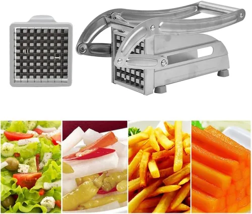 Vista 7 de Cortador de papas fritas Cuchillas de acero inoxidable Cortador manual de verduras para papas, zanahorias, pepinos, máquina de corte de papas