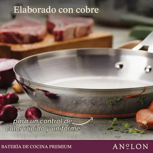 Vista 3 de Anolon Acero inoxidable y aluminio anodizado duro, juego de utensilios de cocina (11 piezas)