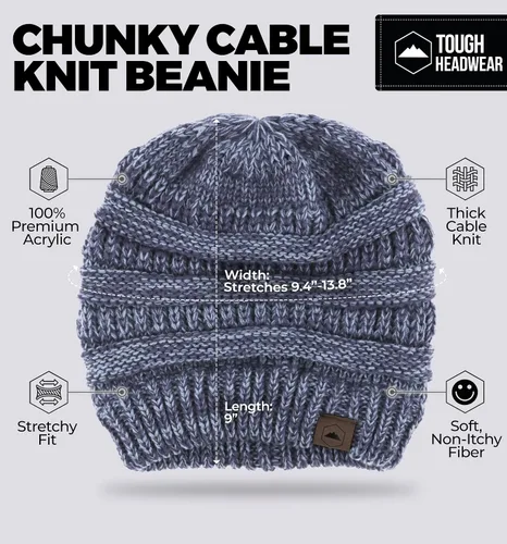 Vista 15 de Gorro de punto para mujer, cálido y suave, elástico, para clima frío de Tough Headwear