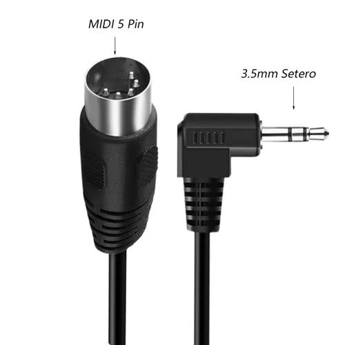 Vista 4 de Cable DIN de 5 pines, DIN 5 pines MIDI macho a 0.138 in TRS macho estéreo macho cable de conexión de audio de ángulo de 90 grados para tarjeta