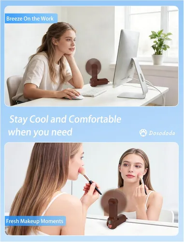 Vista 4 de Ventilador de mano portátil, mini ventilador personal 3 en 1, 3 velocidades, 26 horas de tiempo de trabajo, bolsillo pequeño recargable por USB