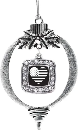 Vista 153 de Inspired Silver - Nana púrpura - Adorno de Navidad plateado - Adorno cuadrado para árbol de Navidad con circonita cúbica - Decoración colgante
