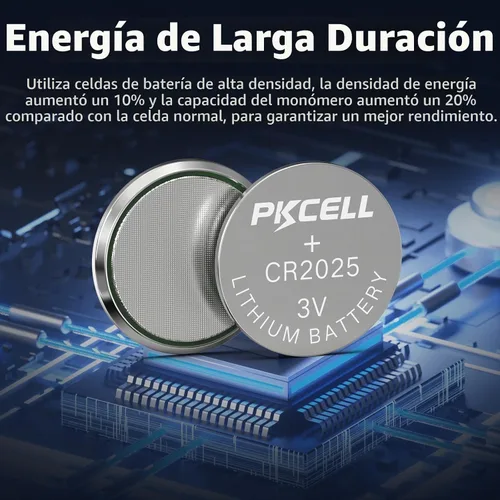 Vista 4 de PKCELL CR2025 - Batería de litio CR2025 de 3 V, paquete de 10