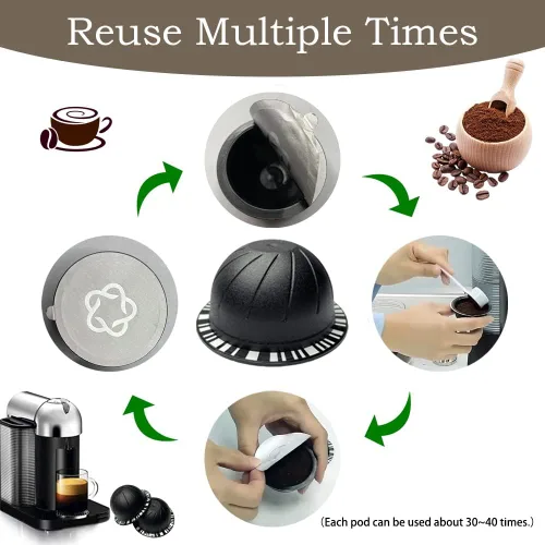 Vista 5 de 100 tapas de papel de aluminio para cápsulas Vertuo, láminas de papel de aluminio compatibles con cápsulas de café Nespresso 57mm