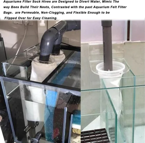 Vista 4 de 2 calcetines de filtro de panal de 4 pulgadas con anillo de 150 micras, diseño de panal 3D, bolsas de filtro de fieltro para acuario acuario de agua