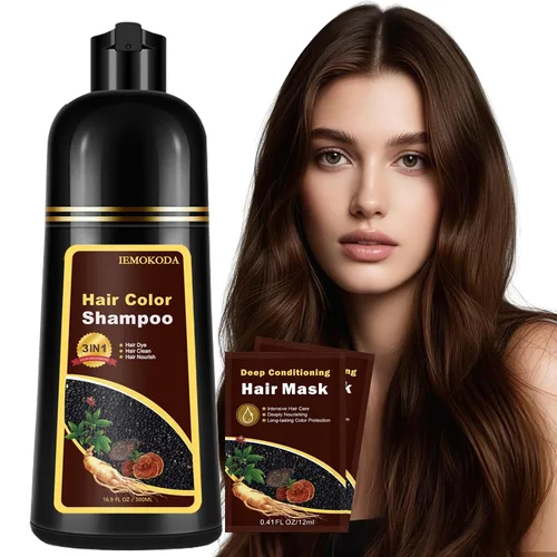 Vista 12 de Champú natural de tinte para el cabello castaño claro, champú de tinte para el cabello 3 en 1, tinte de cabello marrón para hombres y mujeres Marrón