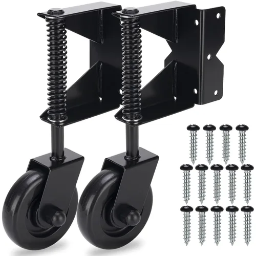 Vista 10 de Rueda de puerta de madera resistente – Kit de ruedas giratorias de 360 grados para exteriores o puerta rodante, 4-1/2 pulgadas, capacidad de 220