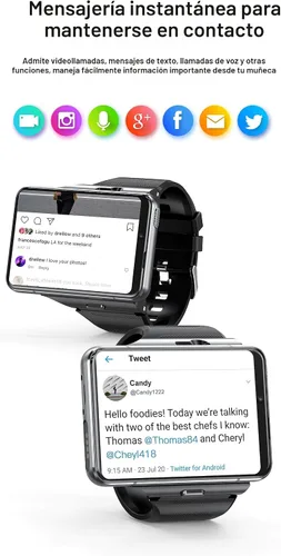 Vista 4 de Reloj inteligente Rainbuvvy para hombre, 4G, reloj inteligente para Android y iOS, pantalla táctil de 2.88 pulgadas, Android 9.0 OS, 4GB+64GB