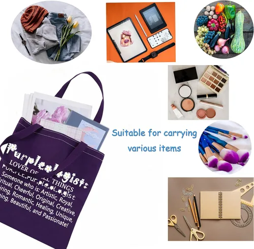 Vista 4 de TSOTMO Bolsa de asas púrpura Fondo púrpura Bolso de mano Amante de todas las cosas Regalo diseñado bolsa de asas para amantes, Púrpura, Grande