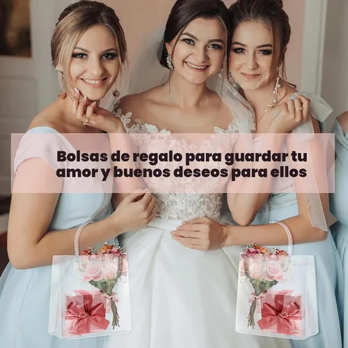 Vista 6 de Limbeuuu 60 bolsas de regalo de plástico transparente con asas, pequeñas bolsas de regalo reutilizables de PVC transparente para compras, recuerdos