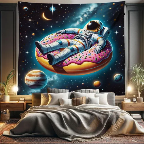 Vista 57 de Ambesonne Tapiz verde, fases lunares alrededor de un árbol de la vida, impresión de diseño bohemio de astrología nocturna, decoración de tela