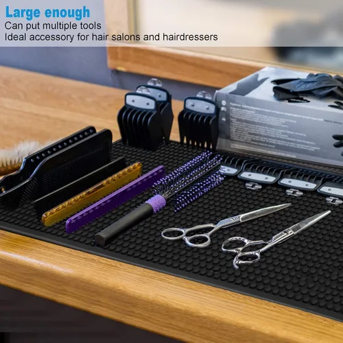 Vista 2 de Barber Sation Mat Organizador Barber Tool Mat Mat para cortapelos antideslizante