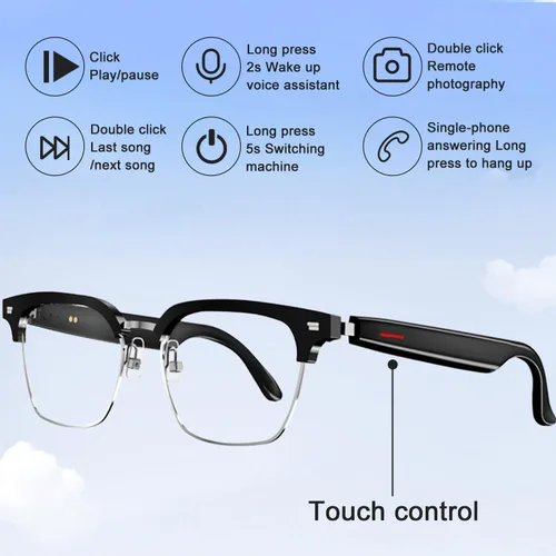 Vista 2 de Lentes inteligentes escuchables, gafas inteligentes de moda, inalámbricas multifuncionales, auriculares inalámbricos, lentes de sol para mujeres