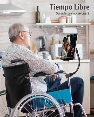 Vista 7 de Charchendo - Soporte para tablet para silla de ruedas, soporte para teléfono sin rebote Thick Case Friendly, 9.45" Total Length, 6" Adjustable