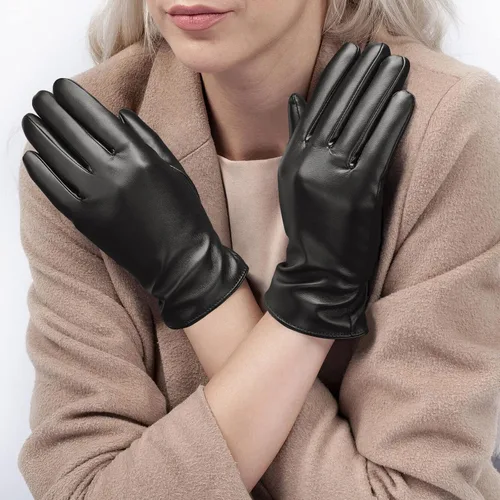 Vista 6 de OZERO Guantes de invierno para mujer forro de lana térmica de piel sintética para pantalla táctil, antideslizante, mantiene las manos calientes