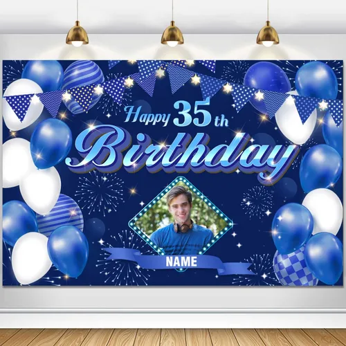 Vista 57 de Dicodes Fondo de decoración de feliz cumpleaños número 100 color azul marino personalizado, cartel con purpurina, pancarta, suministros