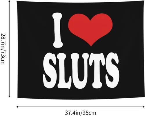 Vista 7 de Tapiz decorativo de pared con texto en inglés "I Love Sluts" para dormitorio, sala de estar, 29 x 37 pulgadas