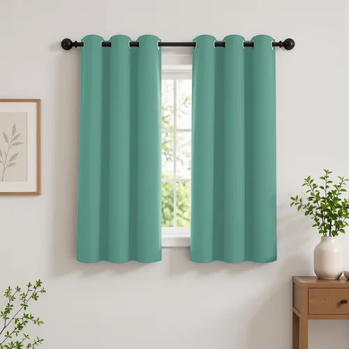 Vista 89 de Cortinas de oscurecimiento de habitación de 45 pulgadas de largo para dormitorio y sala de estar, cortinas térmicas aislantes con ojales