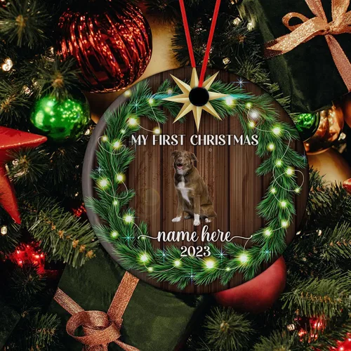Vista 4 de Prezzy Adorno personalizado de Aussiedor para la primera Navidad, corona divertida 2023, decoración del árbol de Navidad, regalos de recuerdo