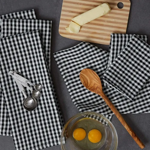 Vista 3 de DII French Check Kitchen Collection - Juego de 6 paños decorativos de algodón de gran tamaño, color negro, 6 piezas