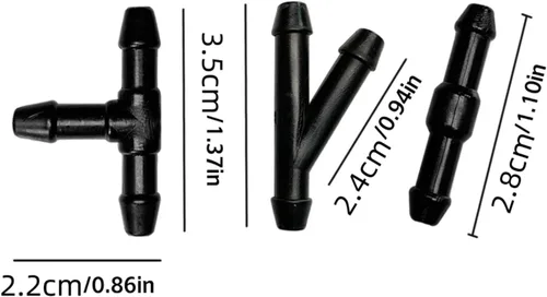Vista 6 de Kit de 10 piezas de manguera de boquilla ajustable para limpiaparabrisas Honda Odyssey - 2 boquillas, 2 mangueras y 6 conectores (tipo T/Y/I)