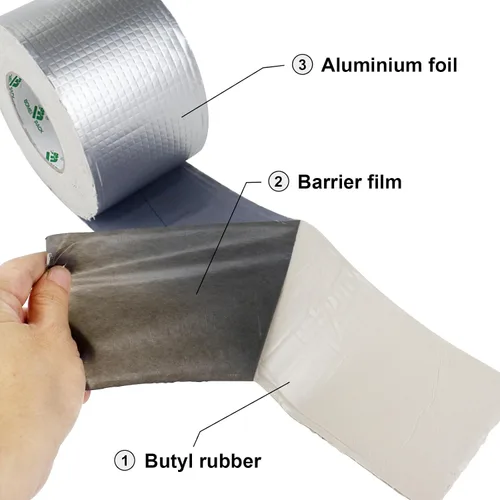 Vista 4 de BOMEI PACK Cinta de butilo para reparación de fugas de 0.059 in x 4 pulgadas de ancho x 33 pies de largo, cinta de sellado impermeable de papel