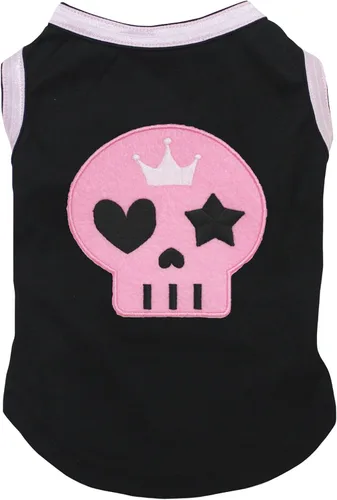 Vista 5 de Petitebella Camisa para perro cachorro con cara de calavera rosa (negro, XS)