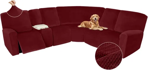 Vista 274 de Arfntevss Fundas de sofá seccional reclinable de terciopelo, Funda de sofá seccional de esquina para sofá reclinable, Funda elástica suave