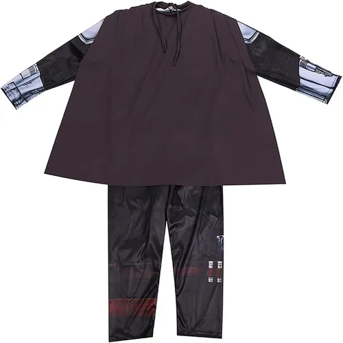 Vista 5 de nezababy SW - Disfraz de mandaloriano para niños, cosplay, casco Boba Fett, traje de fiesta de Halloween de 4 a 10 años