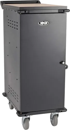 Vista 23 de Tripp Lite Estación de almacenamiento de carrito de carga móvil de CA de 21 puertos para Chromebooks, iPads, portátiles, tabletas, negro (CSC21AC)