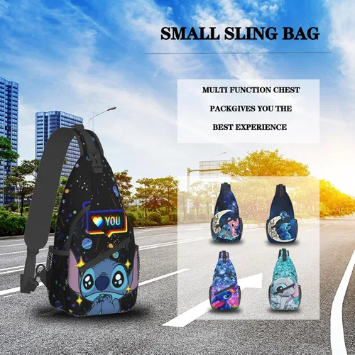 Vista 4 de Pcoxeim Cartoon Anime Crossbody Sling Backpack for Women Men Gifts Multipurpose Sling Bag Travel Hiking Gym Chest Bag Daypack