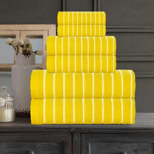 Vista 2 de CASA COPENHAGEN Juego de 6 toallas Ecstatic - Amarillo Mantequilla, 600 GSM 2 toallas de baño 2 toallas de mano 2 toallitas, diseñadas en Dinamarca