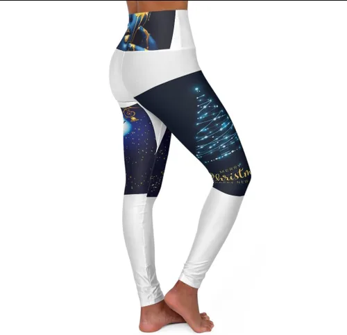 Vista 3 de Kiss Me Under The Mistletoe - Pantalones de yoga para mujer, cintura alta, control de abdomen, con bolsillos, leggings para pilates, entrenamiento