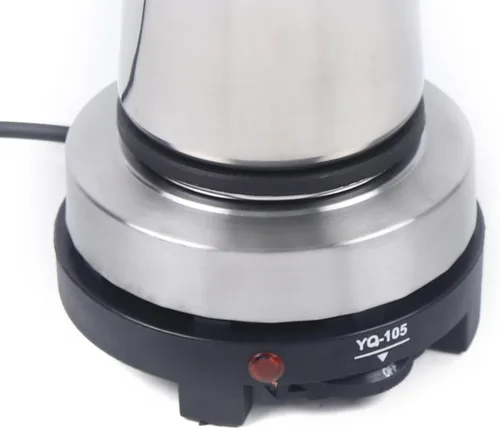 Vista 5 de Cafetera eléctrica Moka de acero inoxidable con estufa plateada 6 tazas (11.8 fl oz)/9 tazas (15.2 fl oz) (10.1 fl oz)