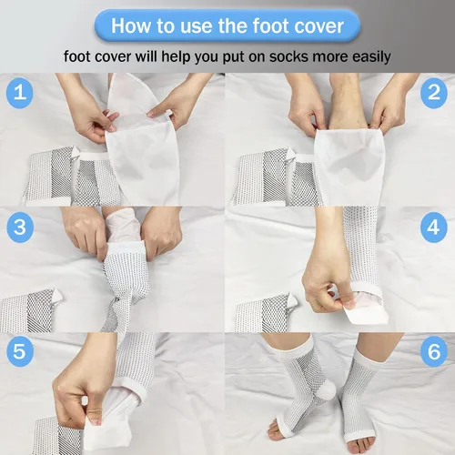 Vista 5 de Calcetines de neuropatía para mujeres y hombres, calcetines calmantes, tobillera, alivio de la fascitis plantar