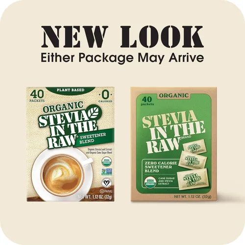 Vista 5 de Stevia In The Raw - Paquetes de edulcorante orgánico de stevia, 40 unidades, cero calorías, paquetes sustitutivos de azúcar de stevia, sin eritritol