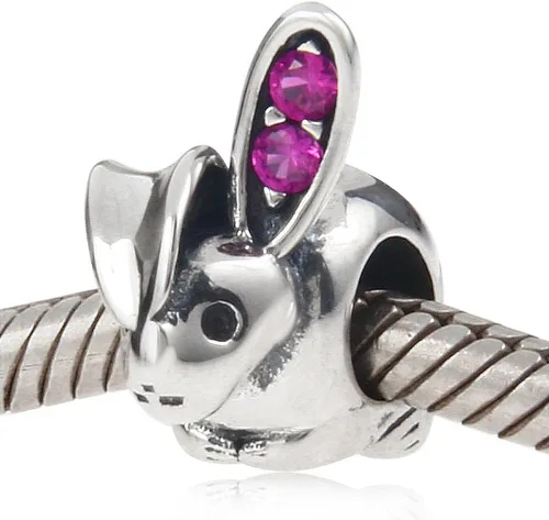Vista 2 de Lucky Dog pulsera de abalorio encanto 925 plata esterlina Animal Pet Charms de Conejo, rabbit 2, CC-0411