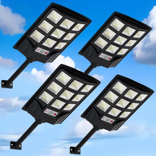 Vista 9 de FEIERYA Luces solares para exteriores, IP66, impermeables, con sensor de movimiento y control remoto, luz de seguridad de 6500 K del atardecer al