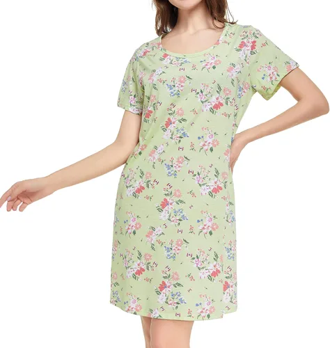 Vista 6 de Camisón de manga corta para mujer, ropa de dormir para casa, ropa de dormir, pijama con estampado casual