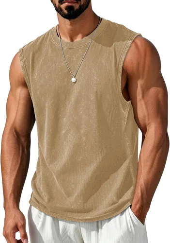 Vista 20 de Camisetas sin mangas para hombre, camisetas sin mangas de algodón de ajuste Negro