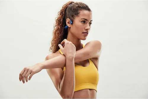 Vista 6 de AFTERSHOKZ Aeropex Auriculares inalámbricos de conducción ósea de oído abierto, clasificación IP67, eclipse azul