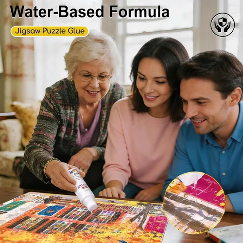 Vista 9 de YAKAMOZ Pegamento para rompecabezas con cabeza de esponja para adultos, transparente, soluble en agua, pegamento de rompecabezas de secado rápido