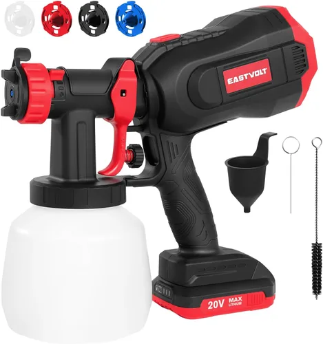 Vista 11 de Eastvolt Pulverizador de pintura HVLP de alta potencia de 600 vatios, pistola de pulverización eléctrica en casa Eastvolt, 4 boquillas, 3 patrones