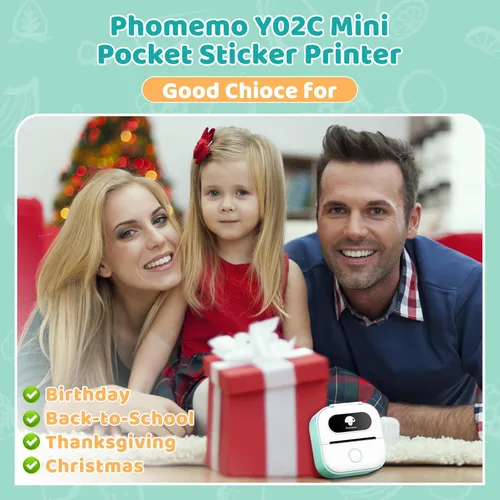 Vista 6 de Phomemo Impresora de Adhesivos - Y02C Mini de Bolsillo, Impresora Térmica Portátil con Bluetooth de Bolsillo, Impresora Mini de Adhesivos para DIY