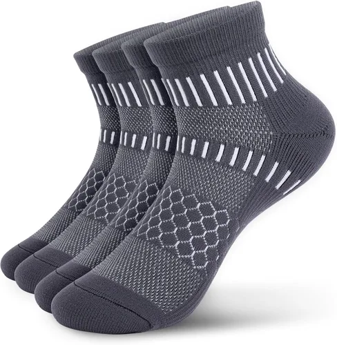 Vista 16 de IRAMY Calcetines de compresión de tobillo para hombres y mujeres, acolchados, para correr, atléticos, alivio de la fascitis plantar, 2/4/6 pares