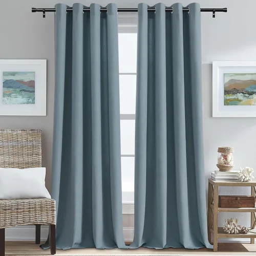 Vista 10 de H.VERSAILTEX Cortinas de cocina texturizadas de lino natural con ojales de 45 pulgadas de largo, lino sintético grueso para oscurecer la habitación